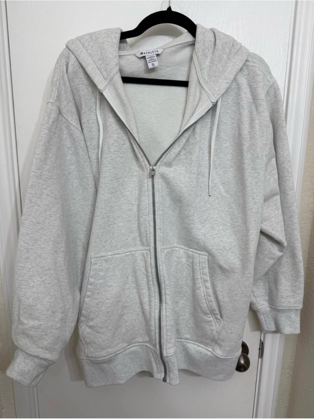 Athleta Oversize Heather Light Gray Zip-Up Hoodie XL